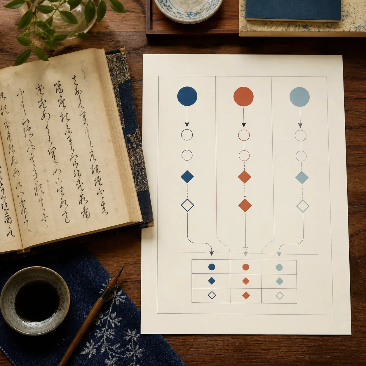 古文の助動詞を接続別の列と活用表に整理する流れ
