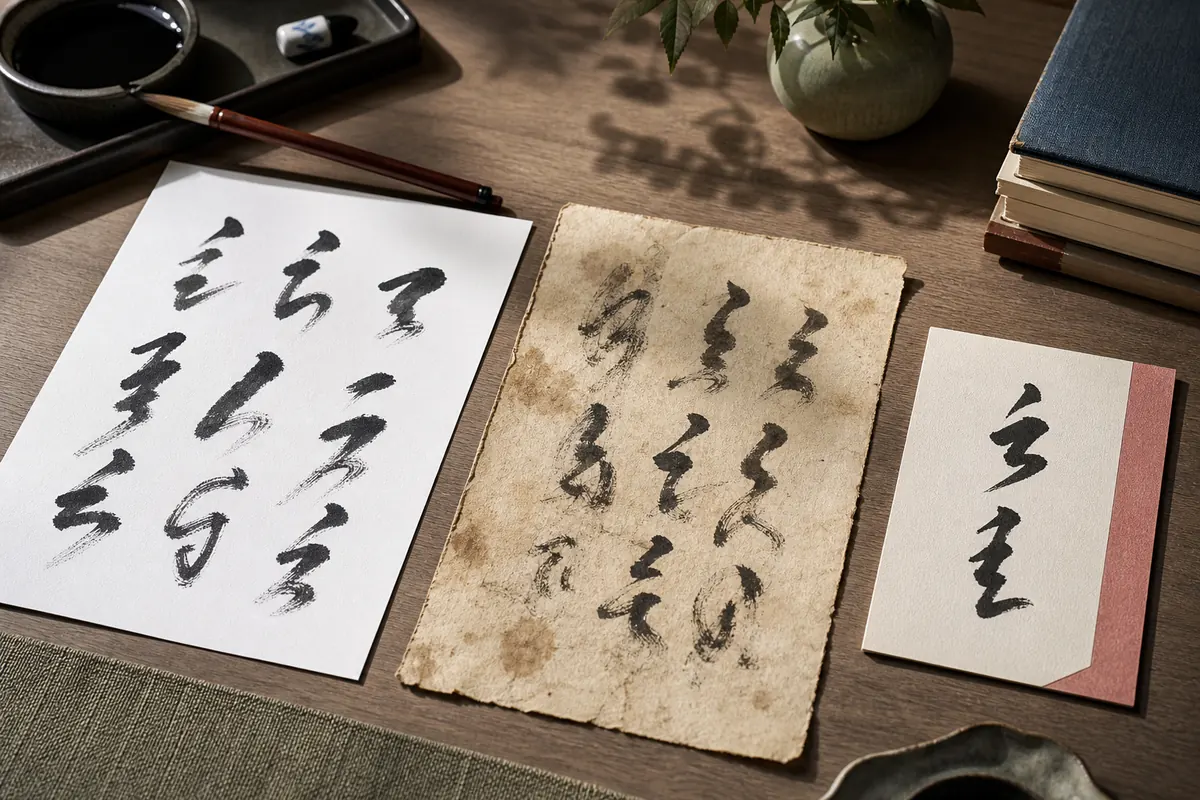 新字体・旧字体・名前の異体字を比較する説明図