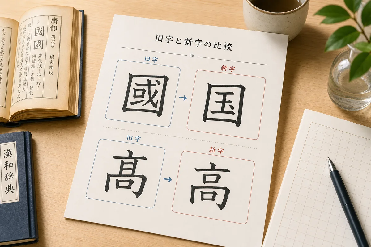 旧漢字一覧と新字体対応表を確認する学習イメージ